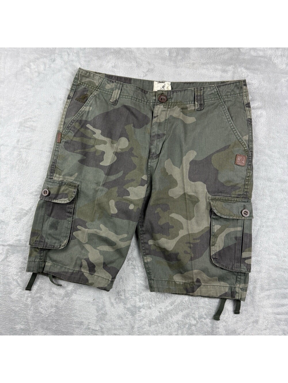 Kangol Men's Camo Cargo Shorts Military Utility Cotton Size 34 Streetwear Y2K